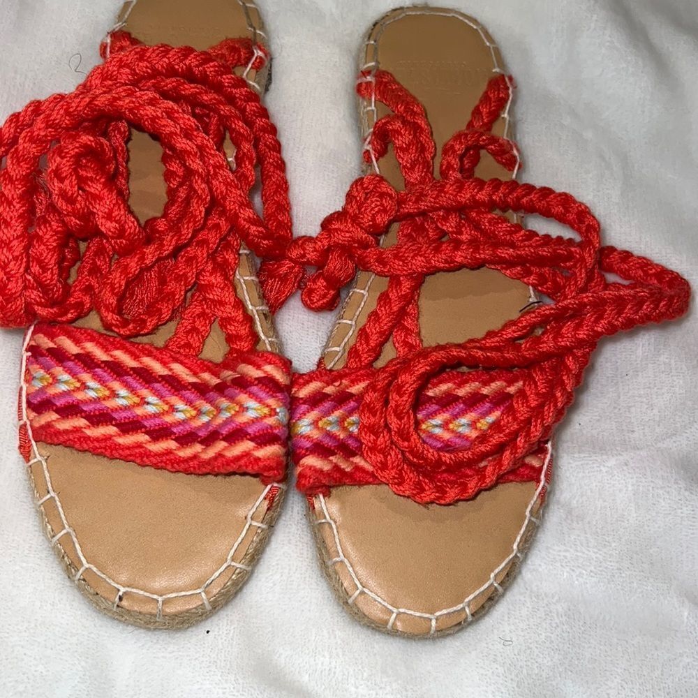 Colorful sandals w/strap up your leg
